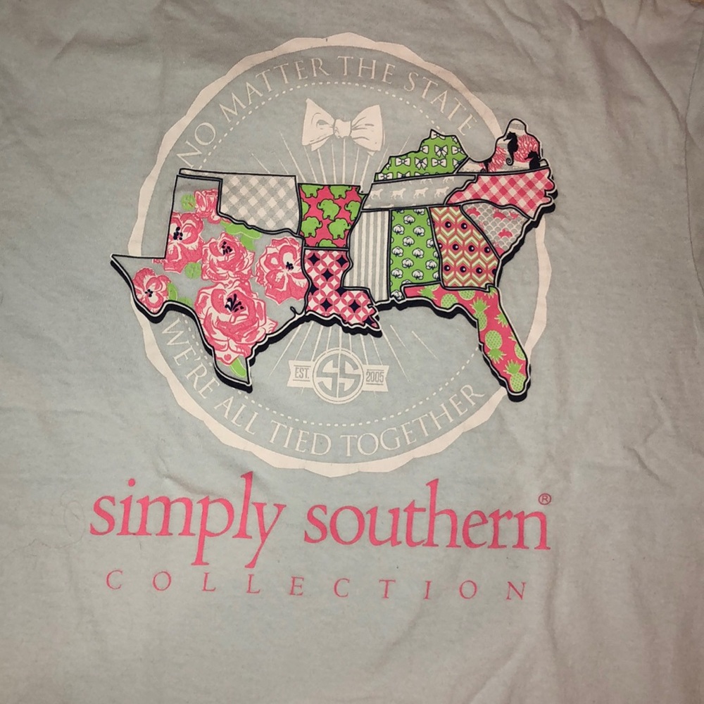 Simply Southern light blue tee shirt